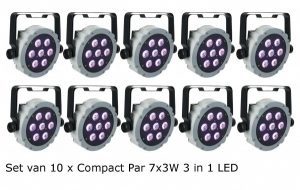 10x Compact LED Par 7x 3W 3 in 1 RGB