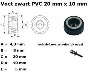 N-Case 2 voetje zwart 20 x 10 mm