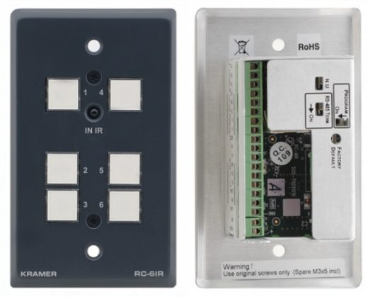 Kramer RC-6iR 6 knops programmeerbare RS-232/IR inbouw sturing grijs of wit NIET MEER LEVERBAAR