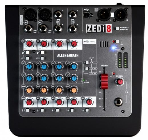 Allen & Heath ZEDi-8 2x mono & 2x stereo portable mixer & USB 2 in & 2 uit
