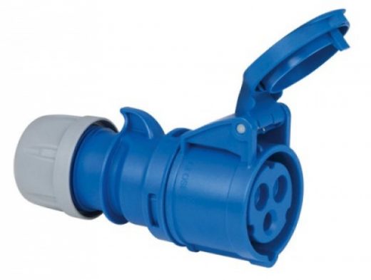 CEE 16A 240V 3p Plug Female Blue, IP44