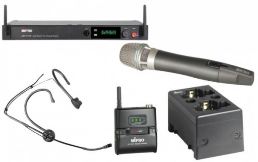 Mipro ACT-2412 set 1x ACT-2412 dubb. 19" ontv. 1x ACT-24HC 1x ACT-24TC 1x  MU55HN zwart NIET MEER LEVERBAAR