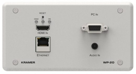 Kramer WP-20 4K60 HDMI & VGA & audio input met HDBT Cat uit (past in dubbele EU inbouwdoos)