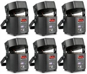 LED Accu spot 9x 12W RGBWA-UV set van 6 stuks in flitecase