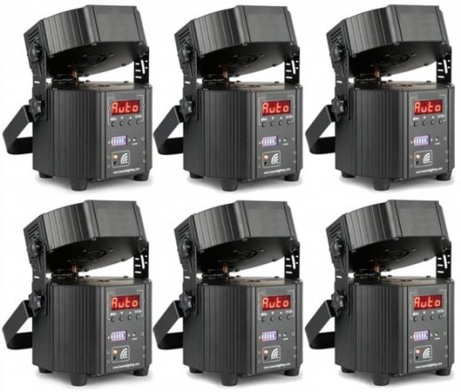 LED Accu spot 9x 12W RGBWA-UV set van 6 stuks in flitecase