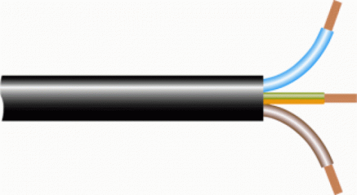 VMvL 3 x 1 qmm zwart per meter