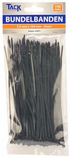 Bundelbanden 160 x 2,5mm zwart per 100 stuks