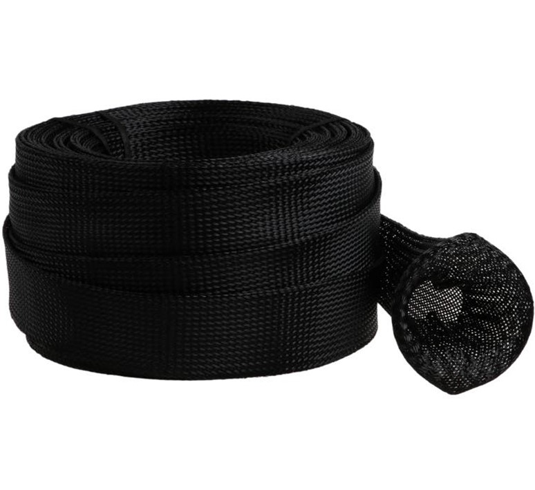 Gevlochten polyester kous type TN 30 mm (17-43 mm) zwart prijs per meter