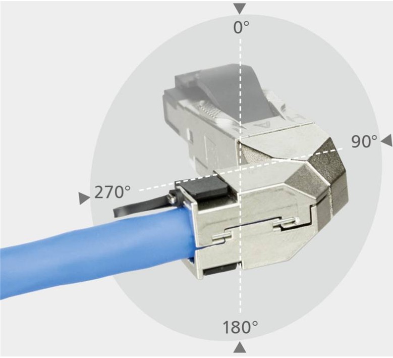 Metz haakse Cat 6A RJ-45 steker Gereedschaploos monteren
