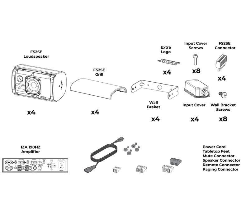 Bose_AudioPack_Pro_S4_met_4x_FreeSpace_FS2SE_opbouwluidspreker_zwart_1xBose_FreeSpace_mixer-versterker_IZA_190-HZ_2 8884782110