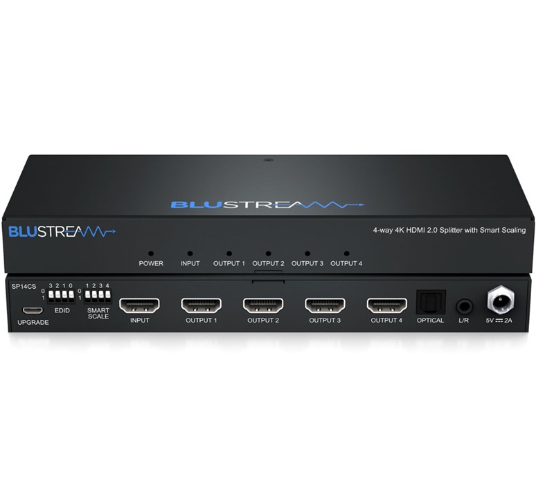 Blustream_SP14-CS_1in-4uit_4K_UHD_HDMI_distributie_versterker_met_Smart_Scaling_en_audio_uitgang_1 BLUESP14CS