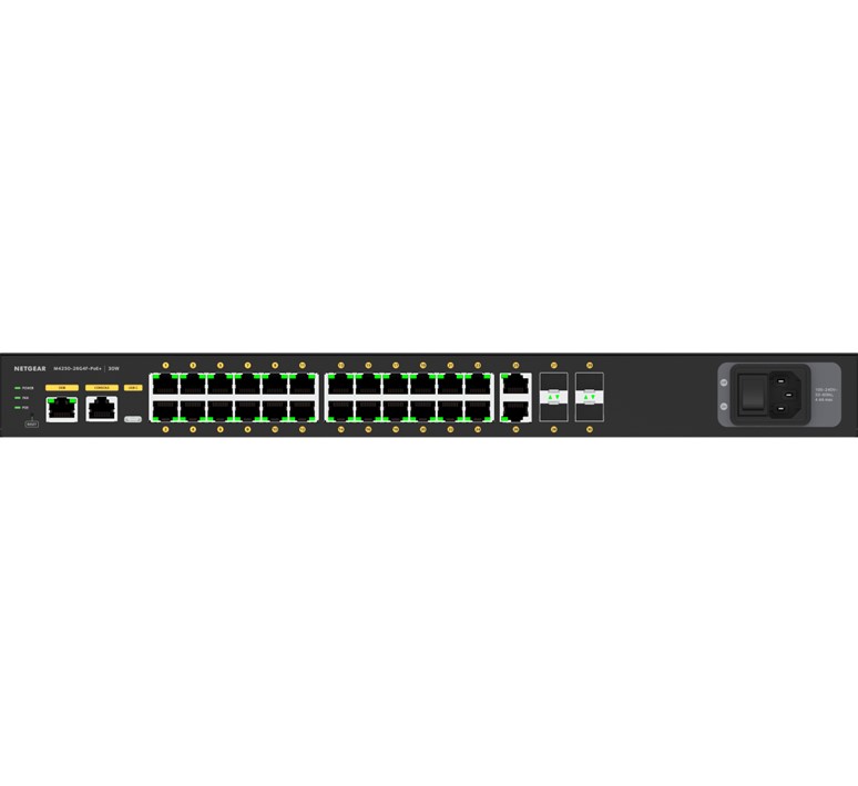 Netgear_30-poort_Gigabit_19_rackmount_managed_switch_met_24xPoE_2x1G_4xSFP_poort_1 NETM4250-30