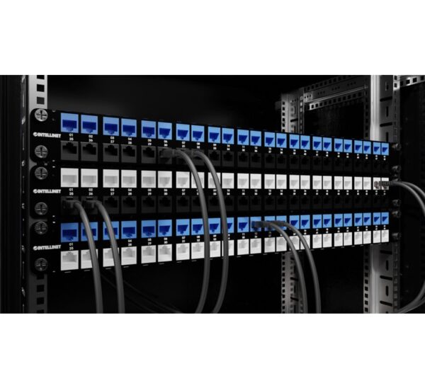 19″ 1HE Patch paneel met 48x keystone gat en trekontlasting – R.F. Systems