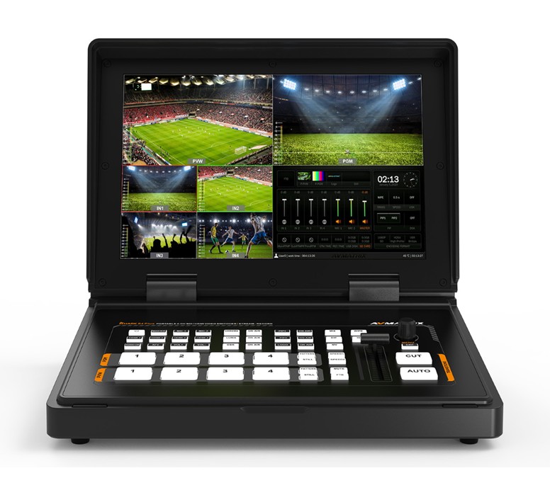 AV Matrix Shark S4 Plus 4 kanaals HDMI & SDI livestream video mixer met 10,1 inch monitor